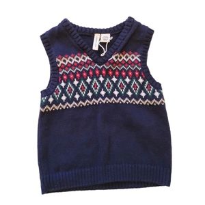 Janie & Jack navy blue classic knit vest